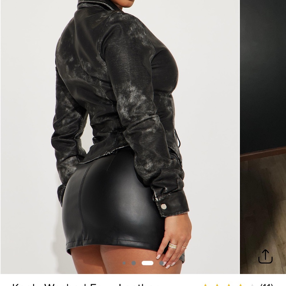 Fashion Nova Shimmering Black Leather Jacket. New with tag never worn.